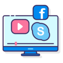 computer,social media,screen,facebook,youtube,skype ok 